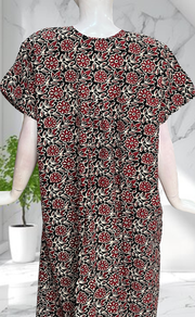 Black Garden Full Open Pure Cotton Nighty. Pure Cotton | Laces and Frills - Laces and Frills