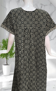 Black Ikat Full Open Pure Cotton Nighty. Pure Cotton | Laces and Frills - Laces and Frills
