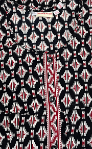 Black Ikat Full Open Pure Cotton Nighty. Pure Cotton | Laces and Frills - Laces and Frills