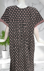 Black Ikat Full Open Pure Cotton Nighty. Pure Cotton | Laces and Frills - Laces and Frills