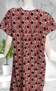 Maroon Floral Full Open Pure Cotton Nighty. Pure Cotton | Laces and Frills - Laces and Frills