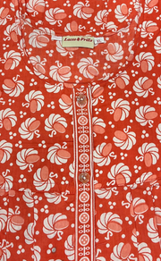 Peach Floral Full Open Pure Cotton Nighty. Pure Cotton | Laces and Frills - Laces and Frills