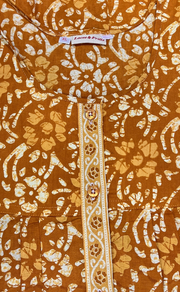 Mustard Floral Full Open Pure Cotton Nighty. Pure Cotton | Laces and Frills - Laces and Frills