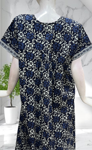 Blue Floral Full Open Pure Cotton Nighty. Pure Cotton | Laces and Frills - Laces and Frills