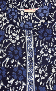 Blue Floral Full Open Pure Cotton Nighty. Pure Cotton | Laces and Frills - Laces and Frills