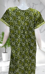 Green Floral Full Open Pure Cotton Nighty. Pure Cotton | Laces and Frills - Laces and Frills