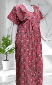 Pink Garden Full Open Pure Cotton Nighty. Pure Cotton | Laces and Frills - Laces and Frills