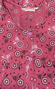 Pink Garden Full Open Pure Cotton Nighty. Pure Cotton | Laces and Frills - Laces and Frills
