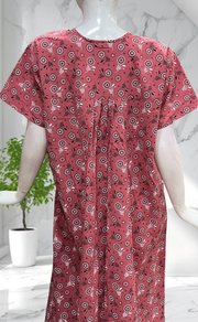 Pink Garden Full Open Pure Cotton Nighty. Pure Cotton | Laces and Frills - Laces and Frills
