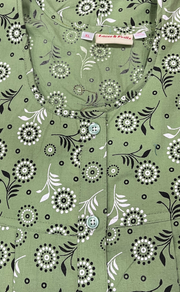 Pista Green Garden Full Open Pure Cotton Nighty. Pure Cotton | Laces and Frills - Laces and Frills