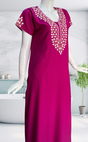 Pink Embroidery Soft Cotton Nighty. Soft Breathable Fabric | Laces and Frills - Laces and Frills