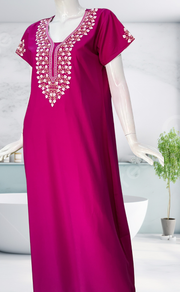 Pink Embroidery Soft Cotton Nighty. Soft Breathable Fabric | Laces and Frills - Laces and Frills