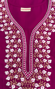 Pink Embroidery Soft Cotton Nighty. Soft Breathable Fabric | Laces and Frills - Laces and Frills