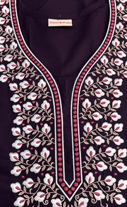 Dark Violet Embroidery Soft Cotton Nighty. Soft Breathable Fabric | Laces and Frills - Laces and Frills