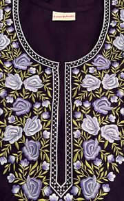 Dark Violet Embroidery Soft Cotton Nighty. Soft Breathable Fabric | Laces and Frills - Laces and Frills