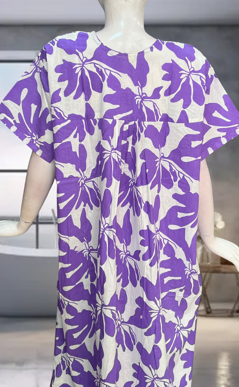 Lavender Floral Pure Cotton Nighty. Pure Durable Cotton | Laces and Frills