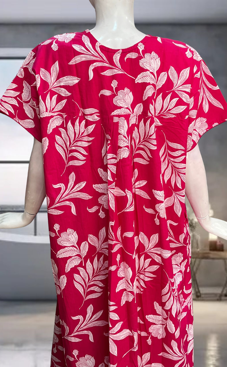 Pink Floral Pure Cotton Nighty. Pure Durable Cotton | Laces and Frills
