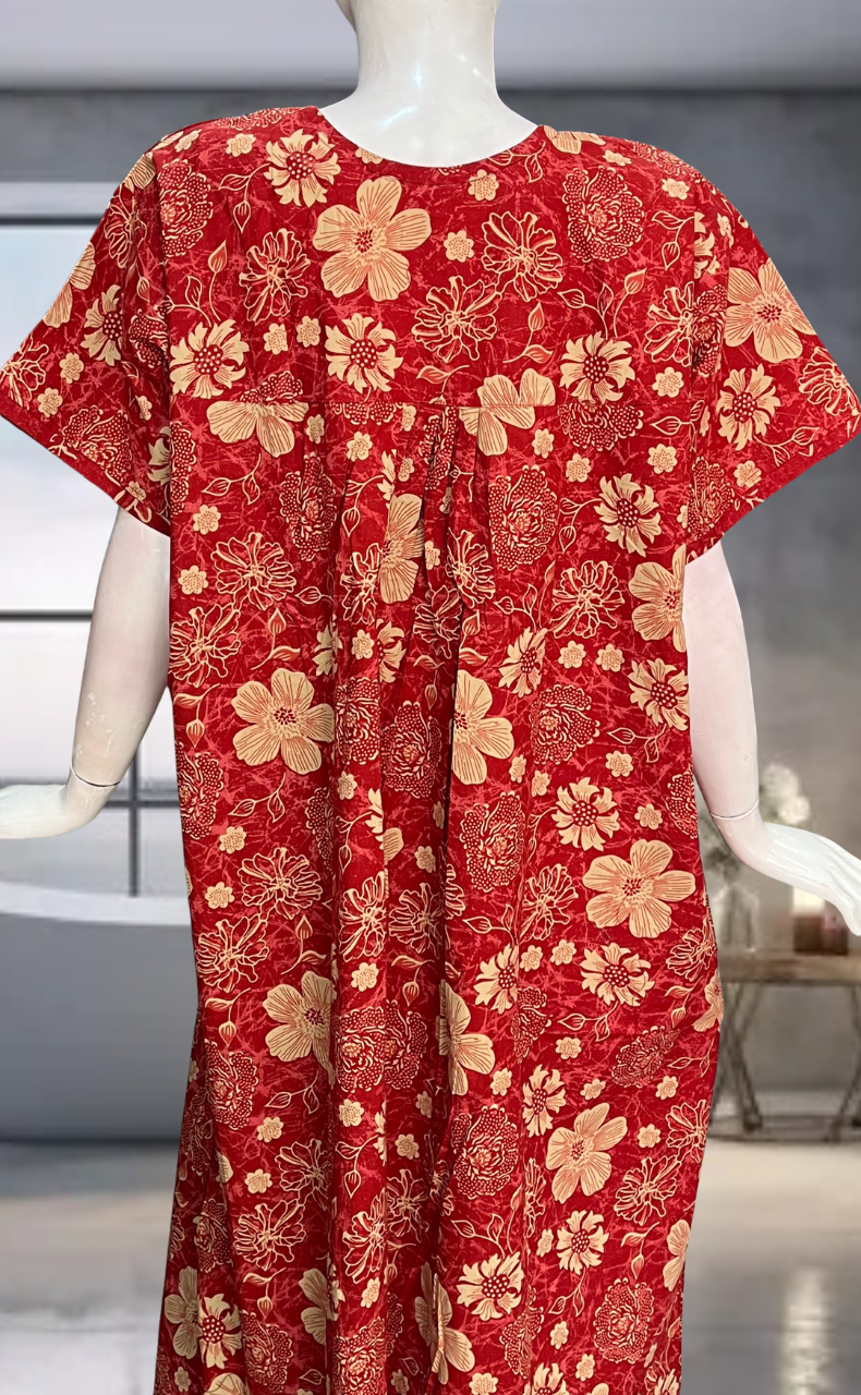 Red Garden Pure Cotton Nighty. Pure Durable Cotton | Laces and Frills