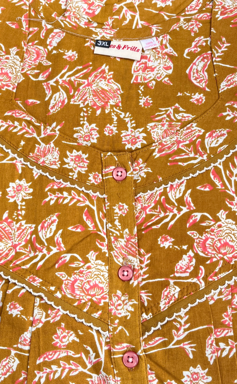 Mustard Garden Pure Cotton Nighty. Pure Durable Cotton | Laces and Frills