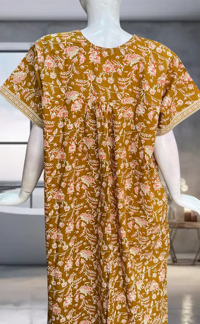 Mustard Garden Pure Cotton Nighty. Pure Durable Cotton | Laces and Frills