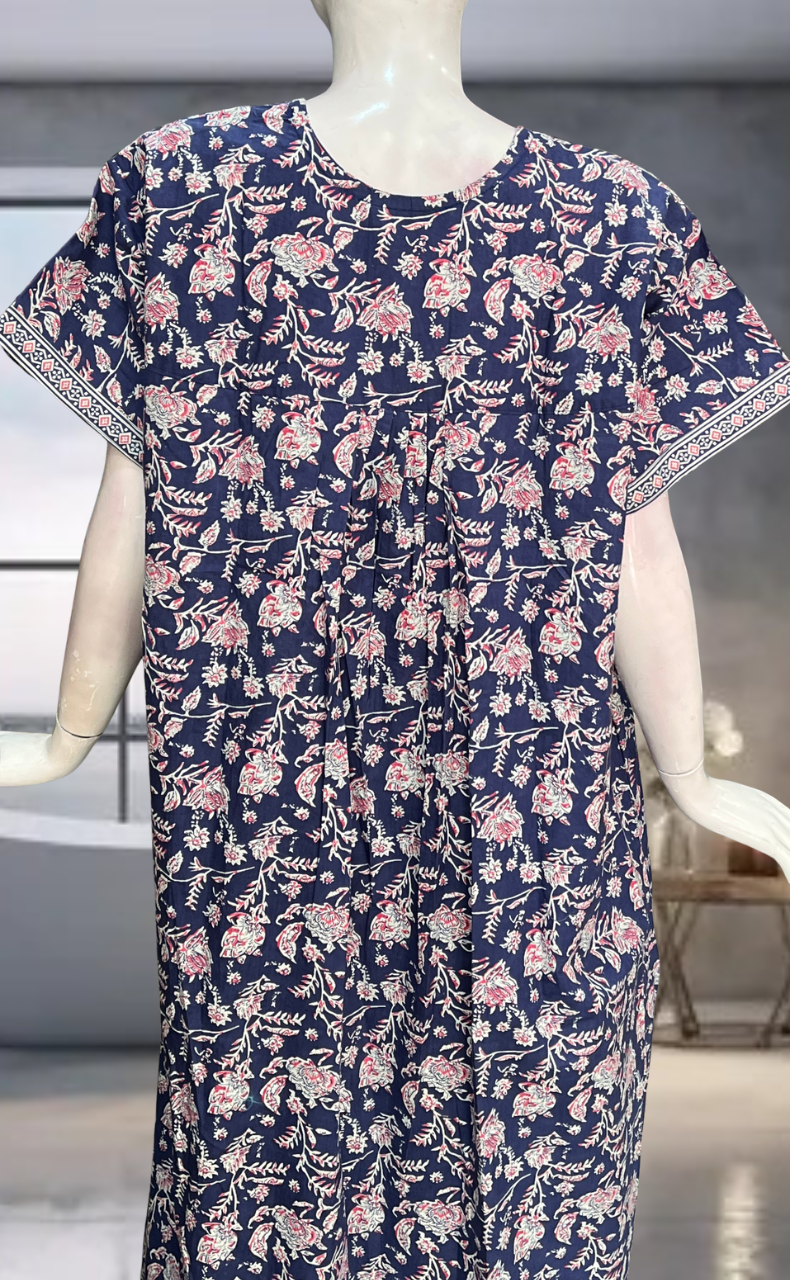 Blue Garden Pure Cotton Nighty. Pure Durable Cotton | Laces and Frills