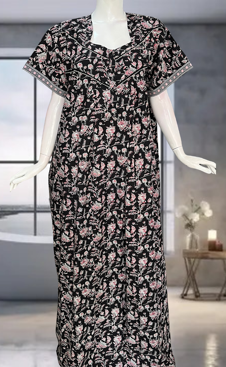 Black Garden Pure Cotton Nighty. Pure Durable Cotton | Laces and Frills