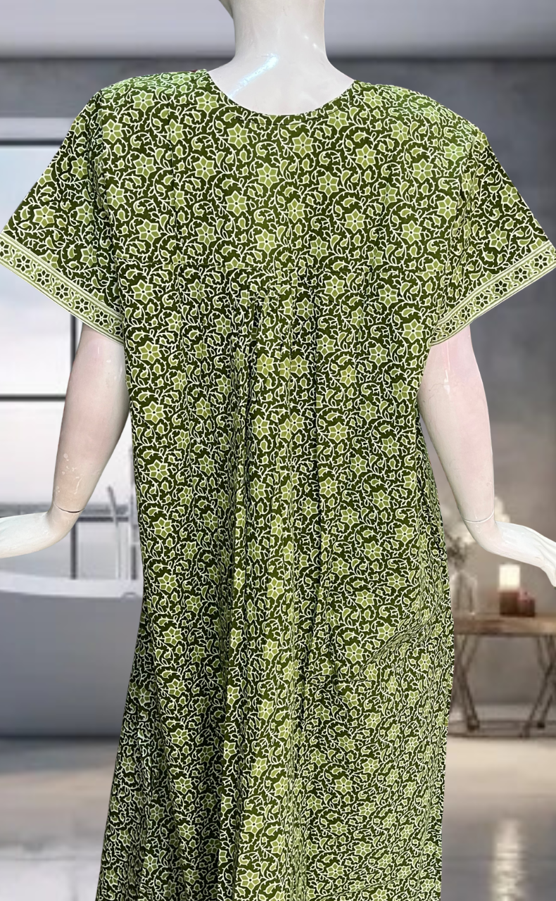 Green Garden Pure Cotton Nighty. Pure Durable Cotton | Laces and Frills