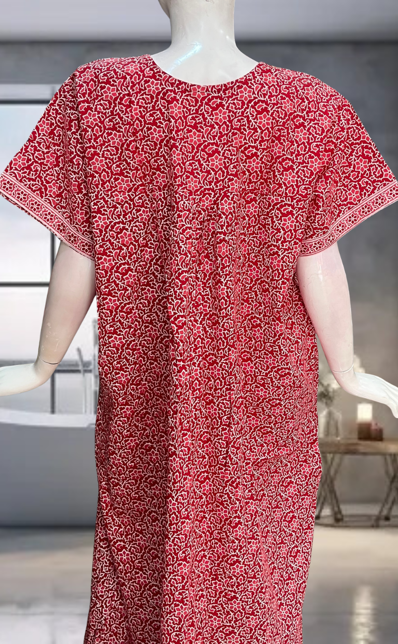 Red Garden Pure Cotton Nighty. Pure Durable Cotton | Laces and Frills