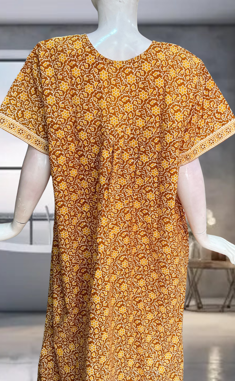 Yellow Garden Pure Cotton Nighty. Pure Durable Cotton | Laces and Frills
