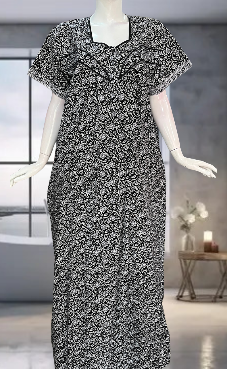 Black Garden Pure Cotton Nighty. Pure Durable Cotton | Laces and Frills
