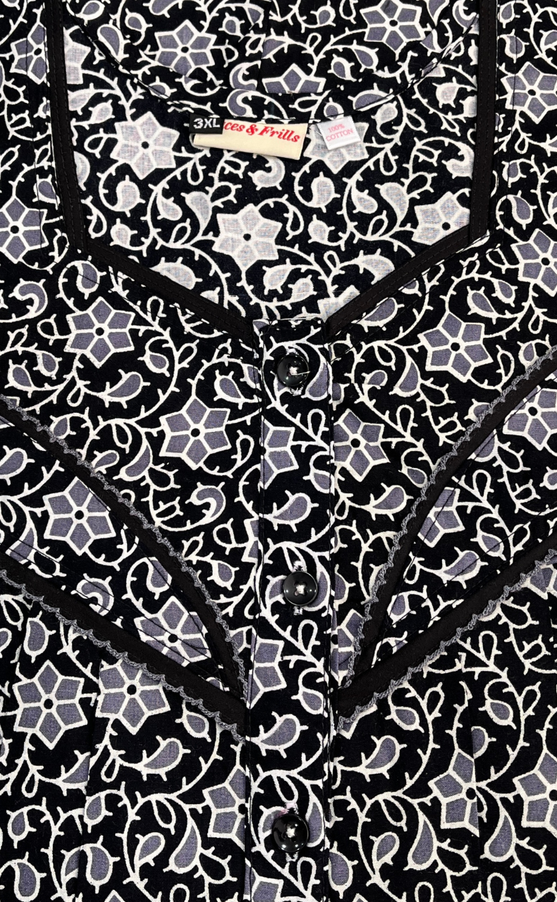 Black Garden Pure Cotton Nighty. Pure Durable Cotton | Laces and Frills