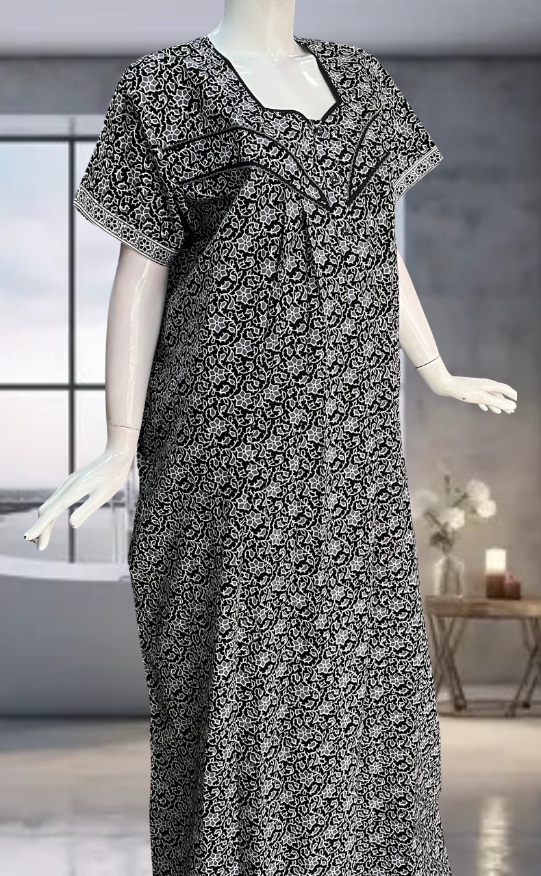 Black Garden Pure Cotton Nighty. Pure Durable Cotton | Laces and Frills