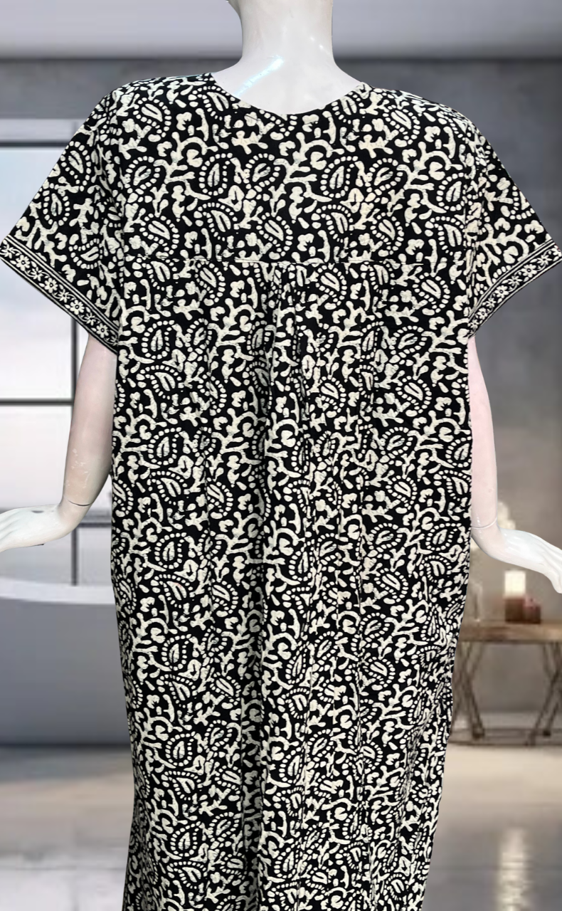 Black Batik Pure Cotton Nighty. Pure Durable Cotton | Laces and Frills