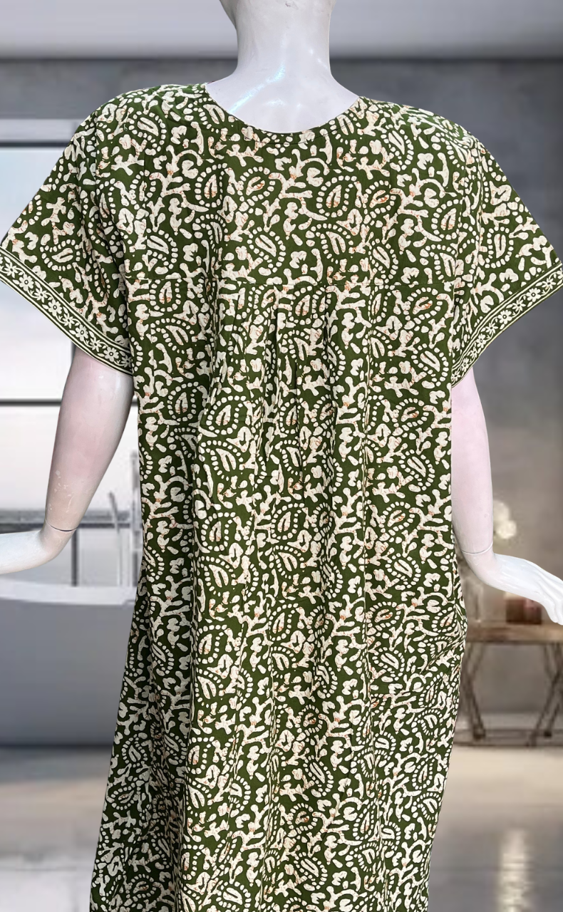 Green Batik Pure Cotton Nighty. Pure Durable Cotton | Laces and Frills