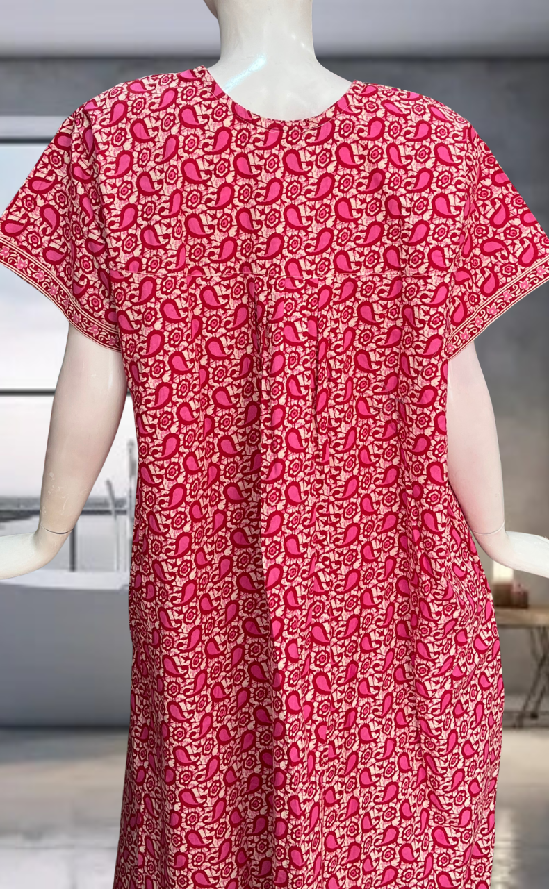 Pink Paisley Print Pure Cotton Nighty. Pure Durable Cotton | Laces and Frills