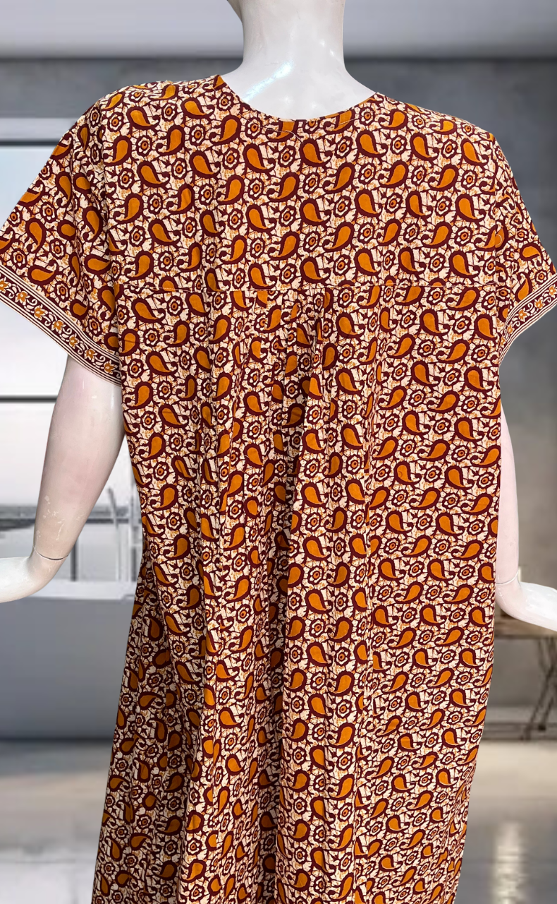 Maroon Paisley Print Pure Cotton Nighty. Pure Durable Cotton | Laces and Frills