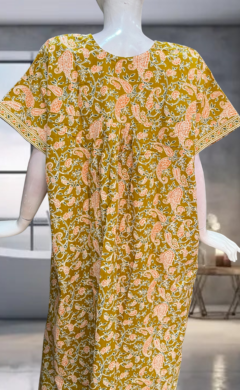 Yellow Garden Pure Cotton Nighty. Pure Durable Cotton | Laces and Frills