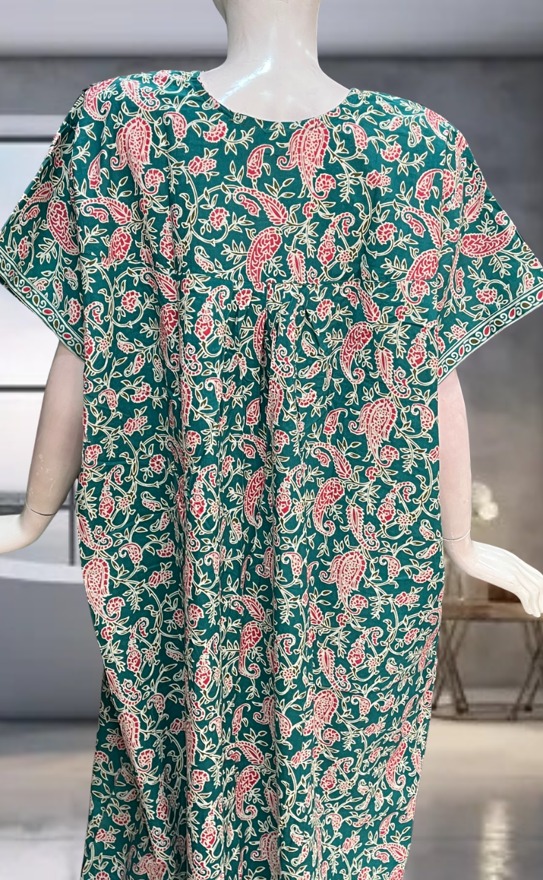 Sea Green Garden Pure Cotton Nighty. Pure Durable Cotton | Laces and Frills