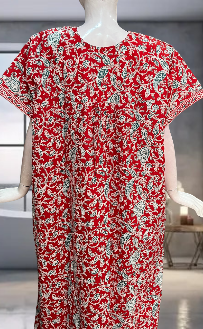 Red Garden Pure Cotton Nighty. Pure Durable Cotton | Laces and Frills