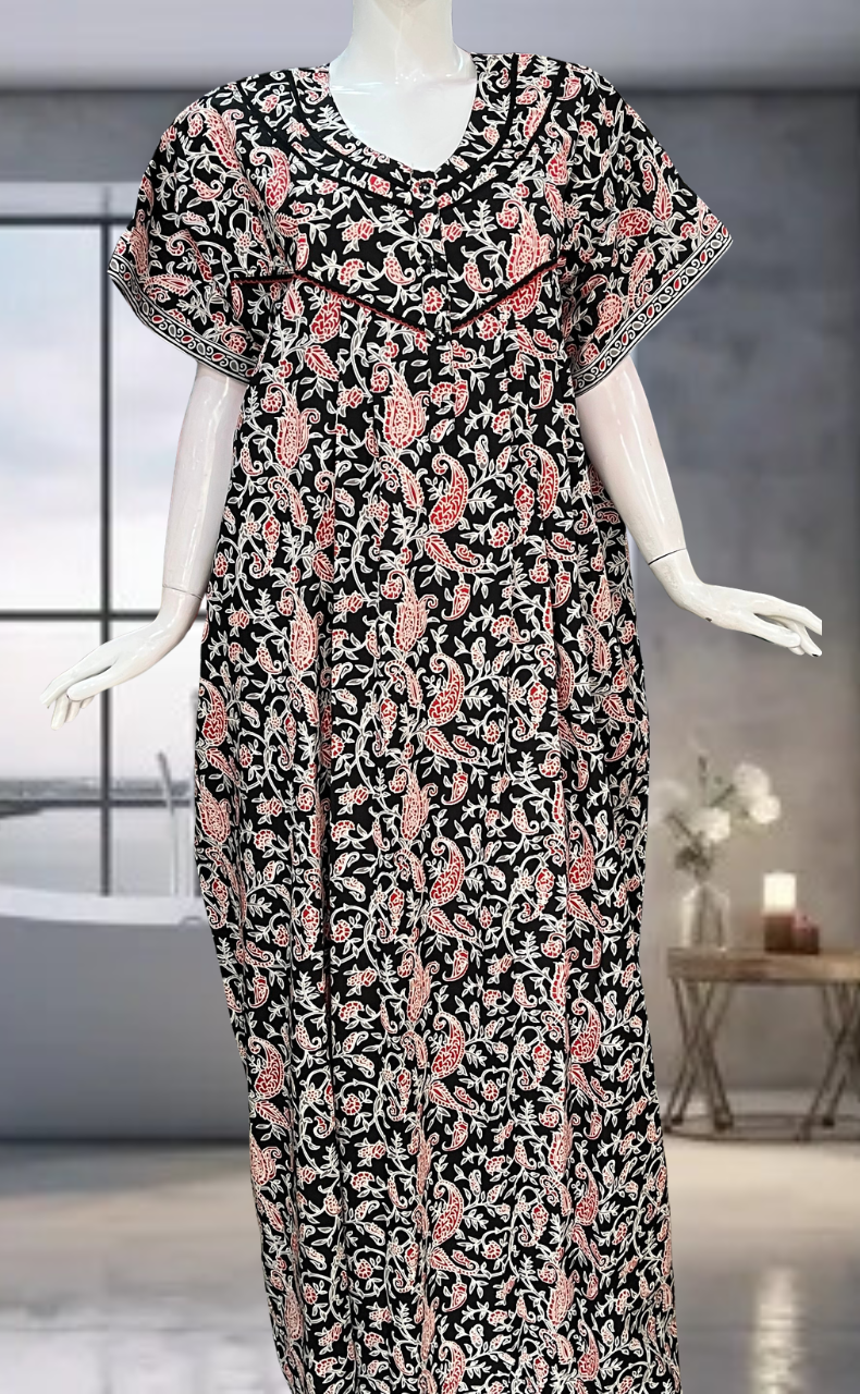 Black Garden Pure Cotton Nighty. Pure Durable Cotton | Laces and Frills
