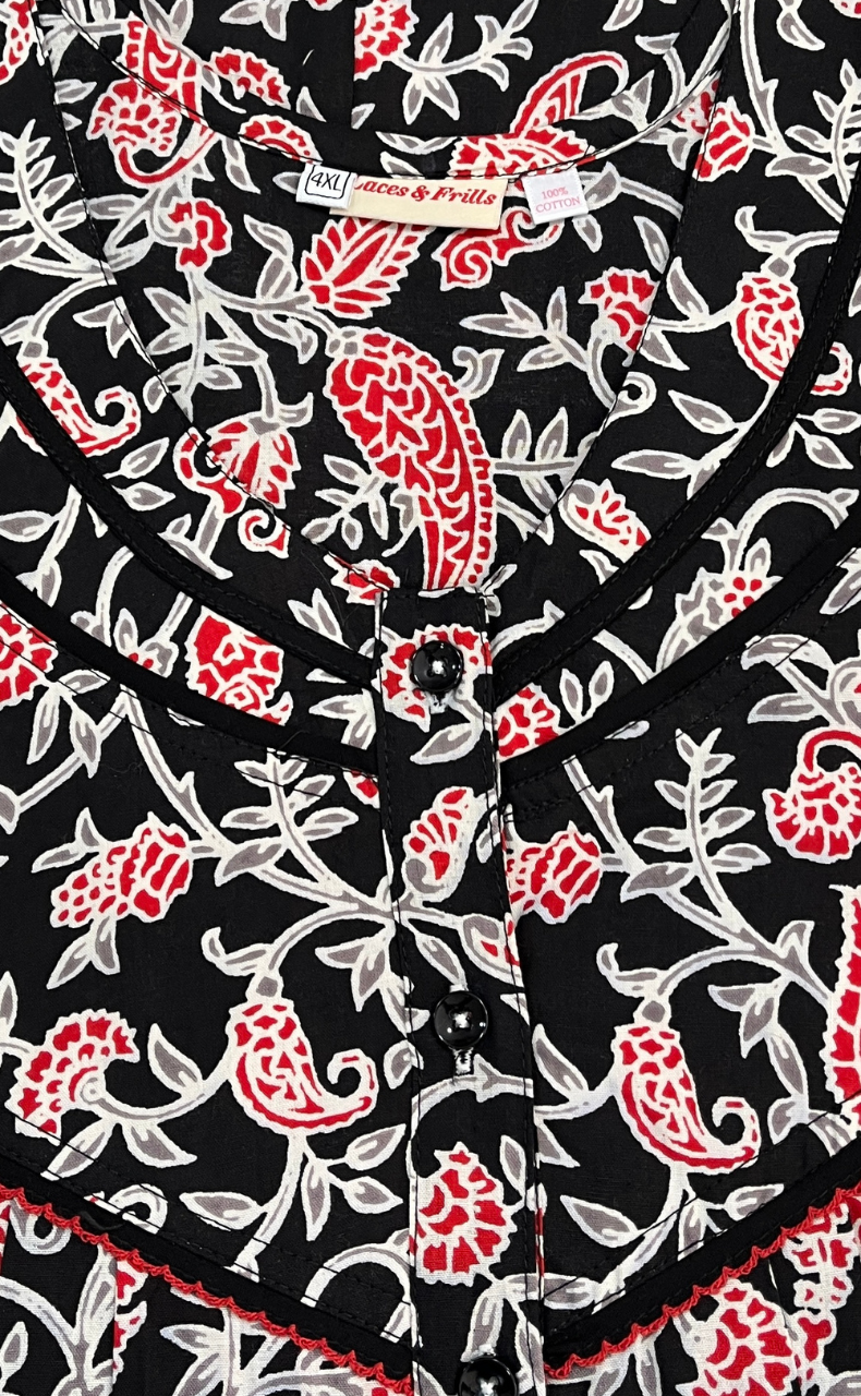 Black Garden Pure Cotton Nighty. Pure Durable Cotton | Laces and Frills