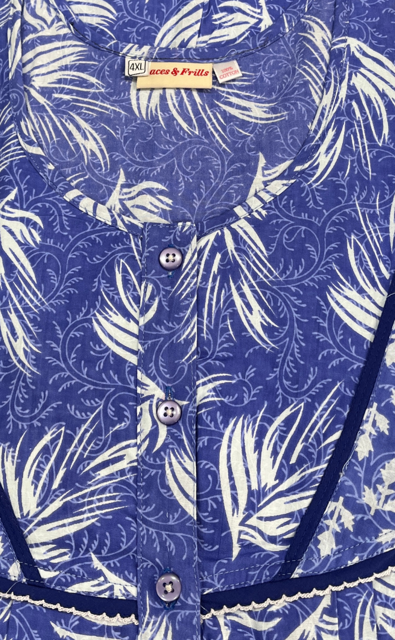 Lavender Leafy Pure Cotton Nighty. Pure Durable Cotton | Laces and Frills