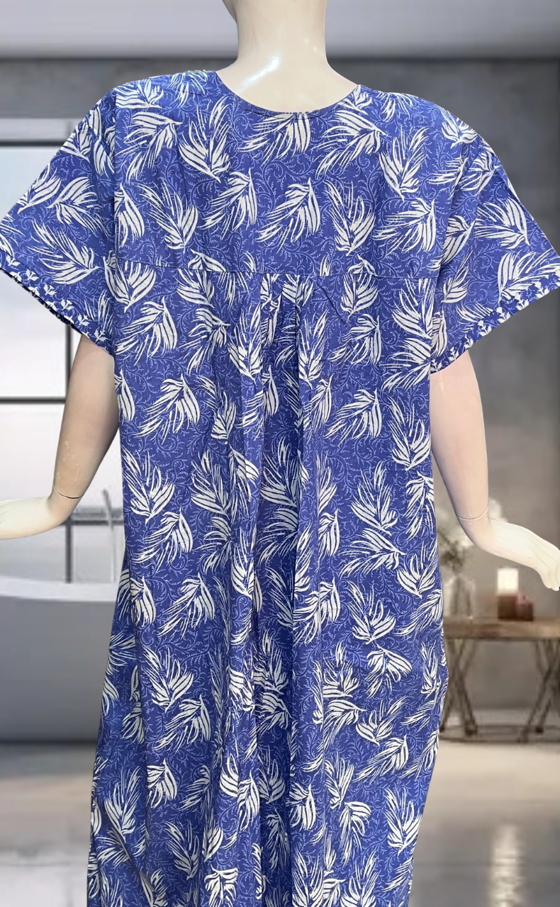 Lavender Leafy Pure Cotton Nighty. Pure Durable Cotton | Laces and Frills