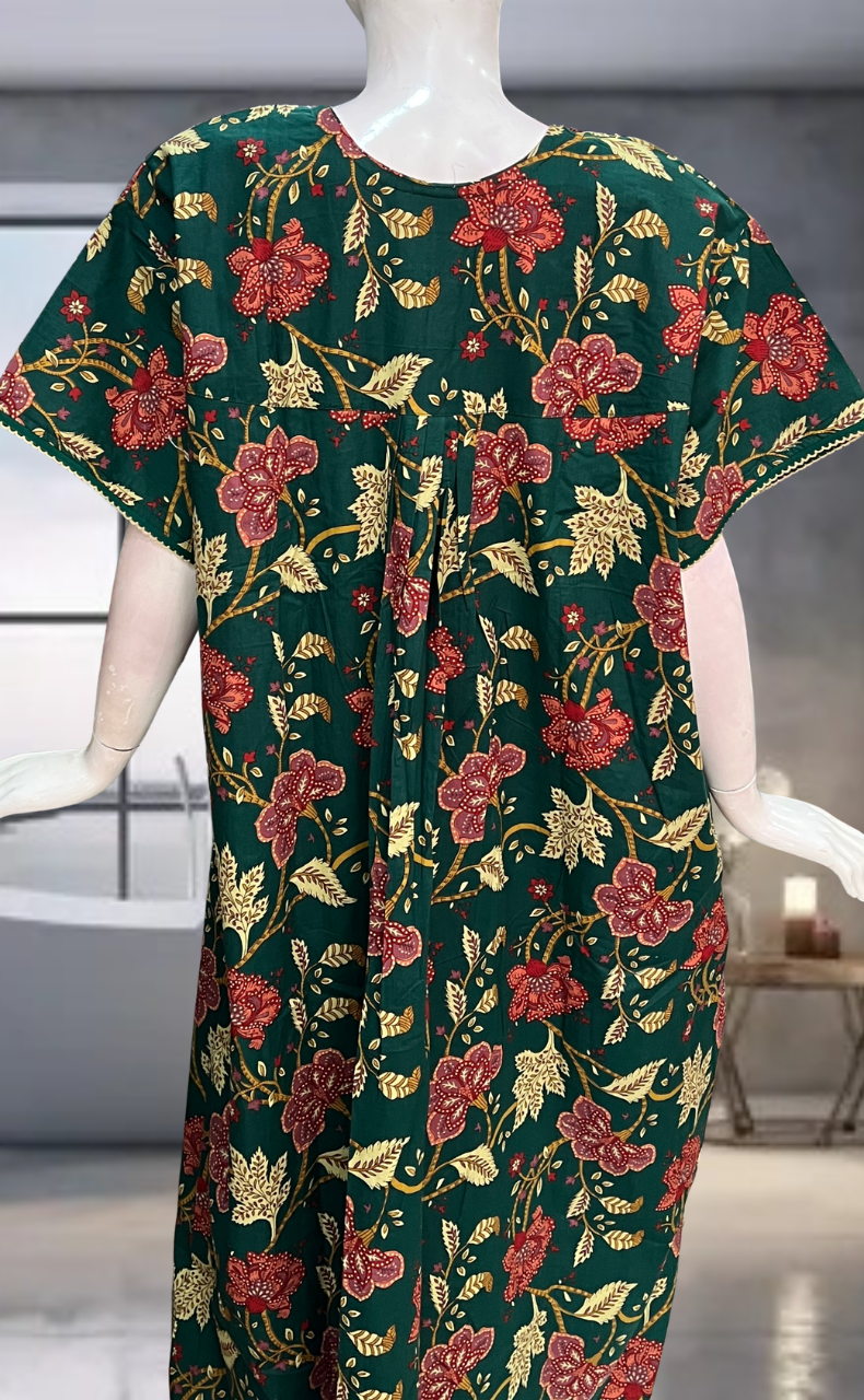Green Garden Pure Cotton Nighty. Pure Durable Cotton | Laces and Frills