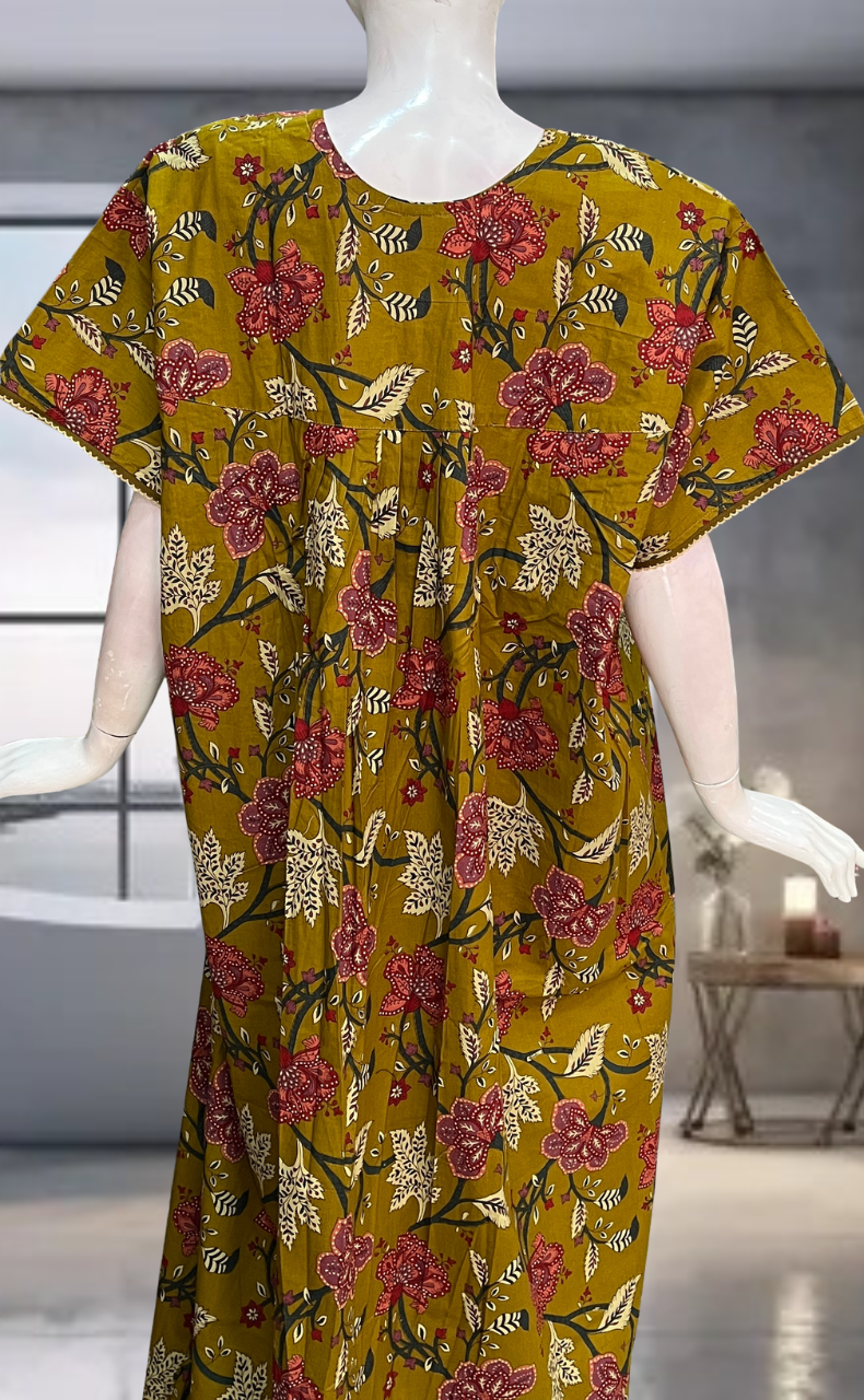 Mustard Garden Pure Cotton Nighty. Pure Durable Cotton | Laces and Frills