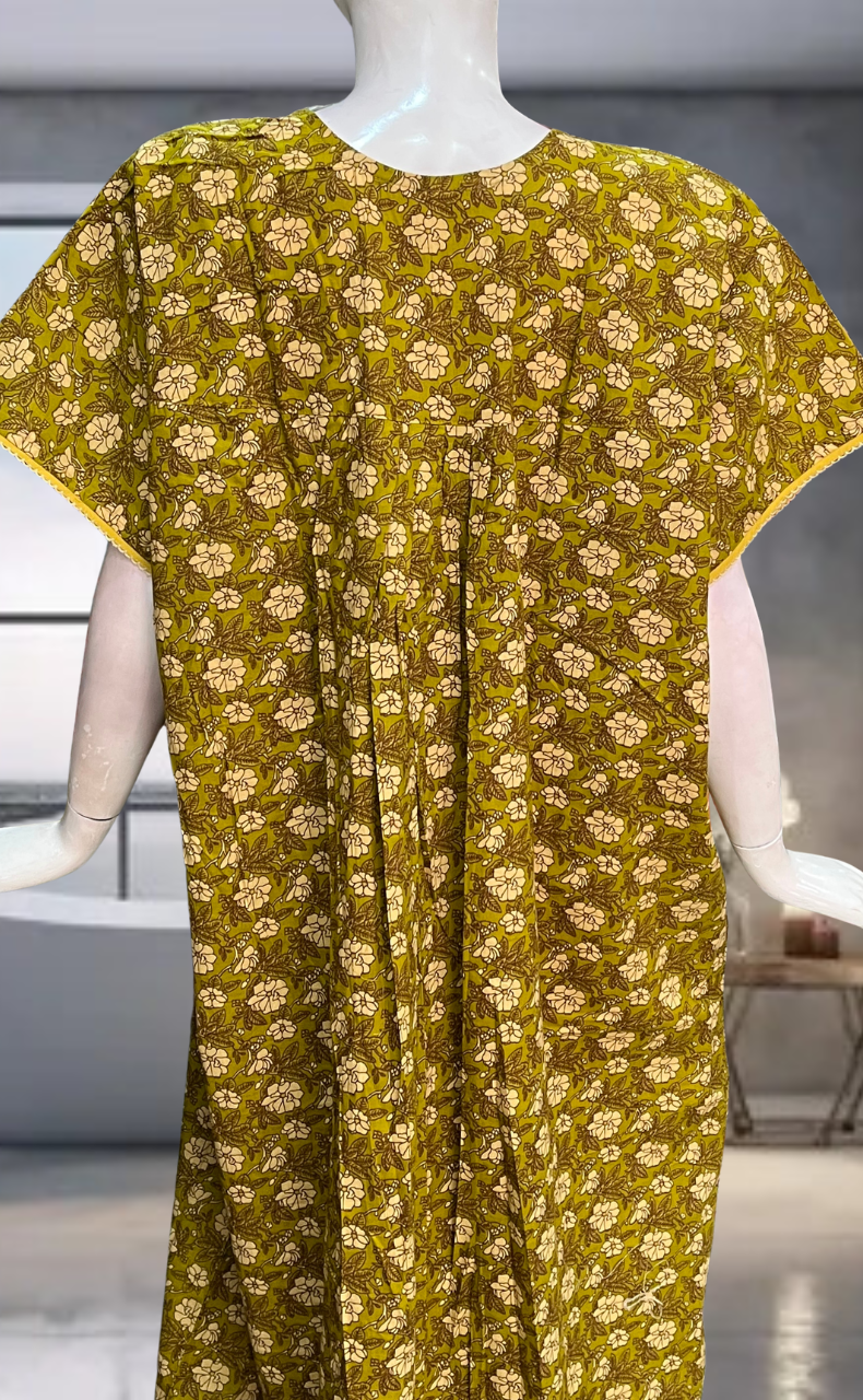 Mustard Garden Pure Cotton Nighty. Pure Durable Cotton | Laces and Frills