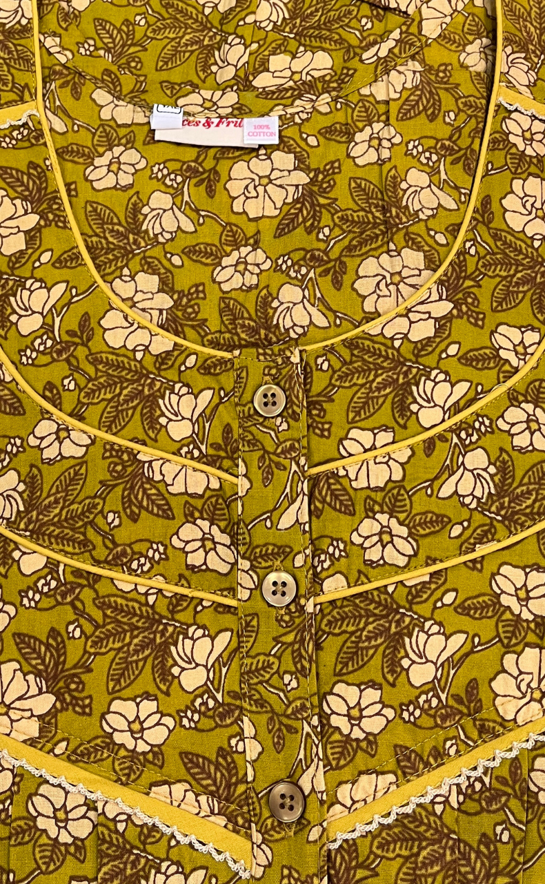 Mustard Garden Pure Cotton Nighty. Pure Durable Cotton | Laces and Frills