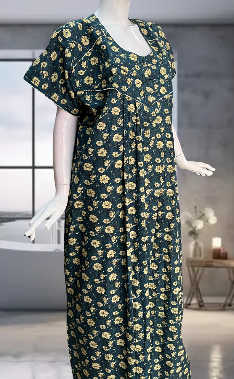 Blue Garden Pure Cotton Nighty. Pure Durable Cotton | Laces and Frills
