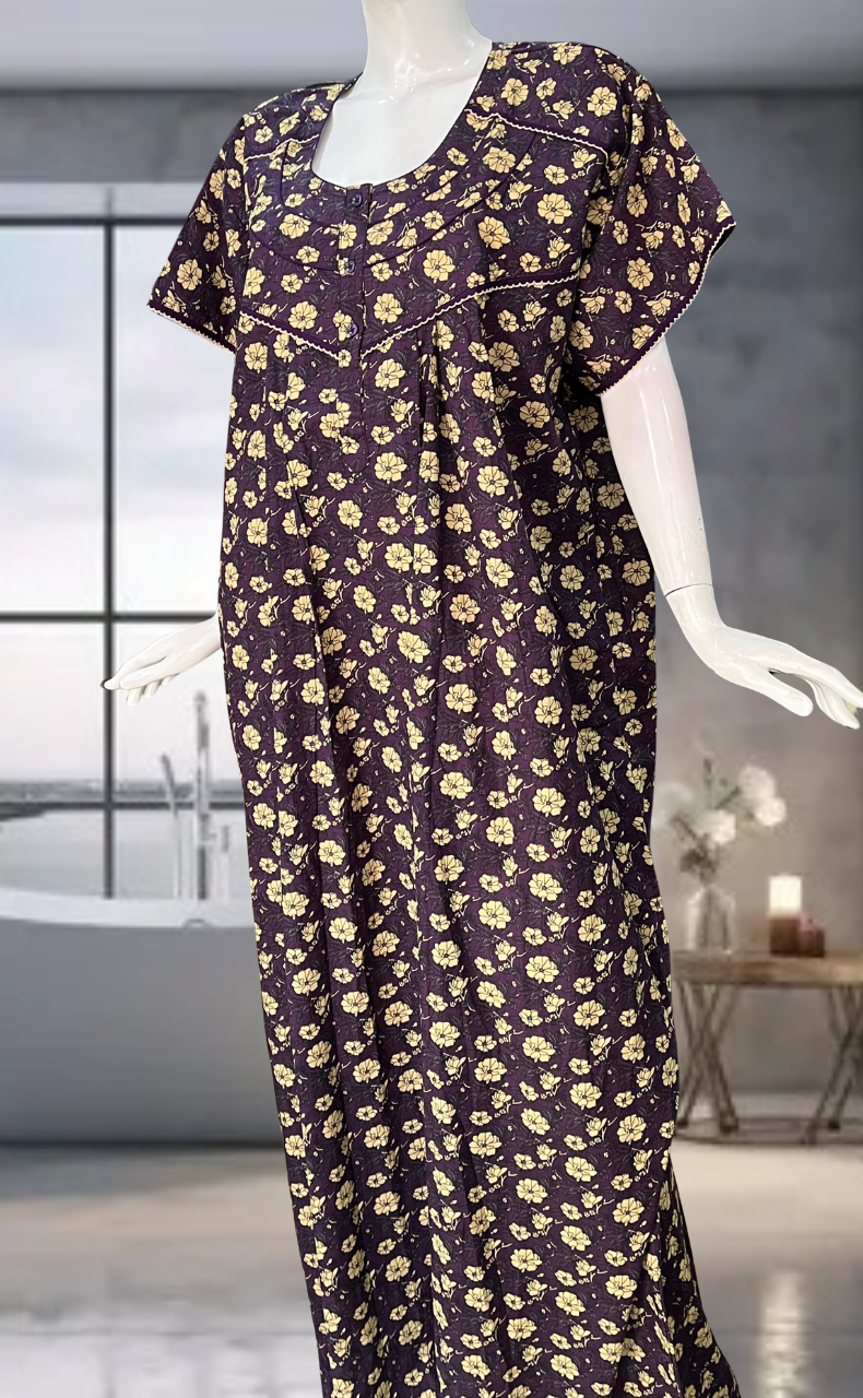 Violet Garden Pure Cotton Nighty. Pure Durable Cotton | Laces and Frills