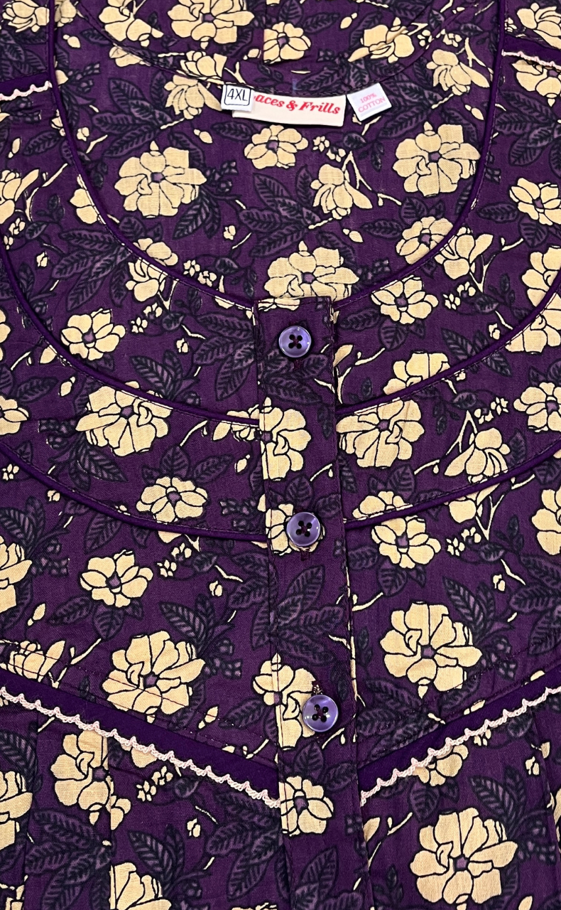 Violet Garden Pure Cotton Nighty. Pure Durable Cotton | Laces and Frills